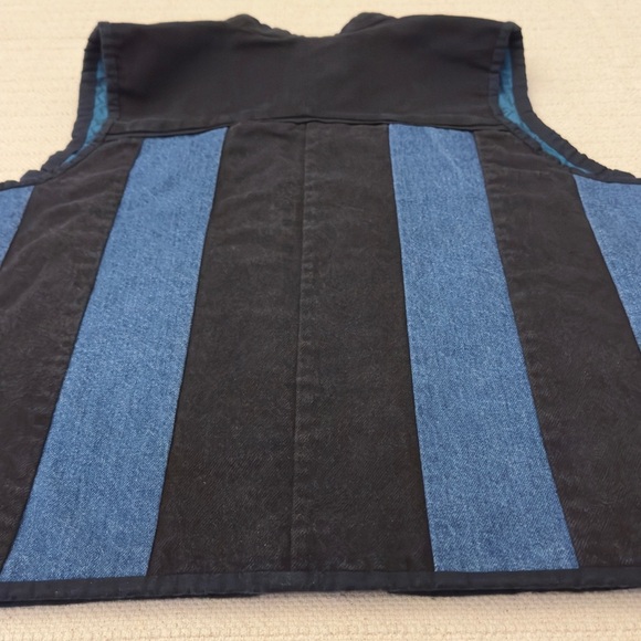 Vintage Black and Blue Striped Denim Vest - Picture 11 of 11